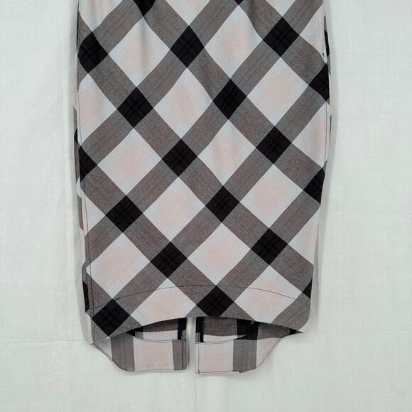 Free People Skirt Womens 2 Gray Plaid Pencil Midi Academia Grunge Boho Cottage - Picture 6 of 10